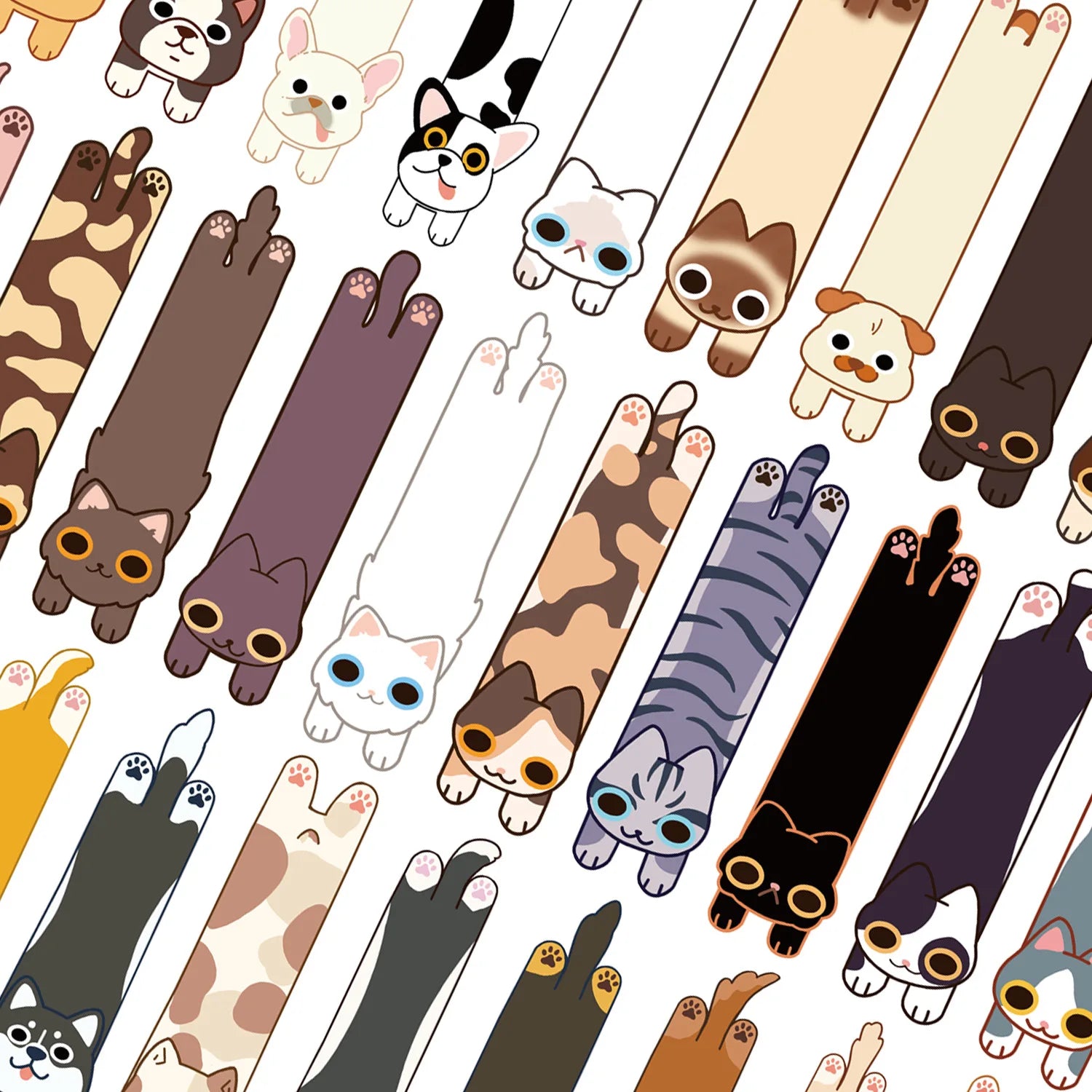 30Pcs Cartoon Cat and Dog Series Simple Handheld Art Creative Material Ins Reading Paper Bookmark DIY