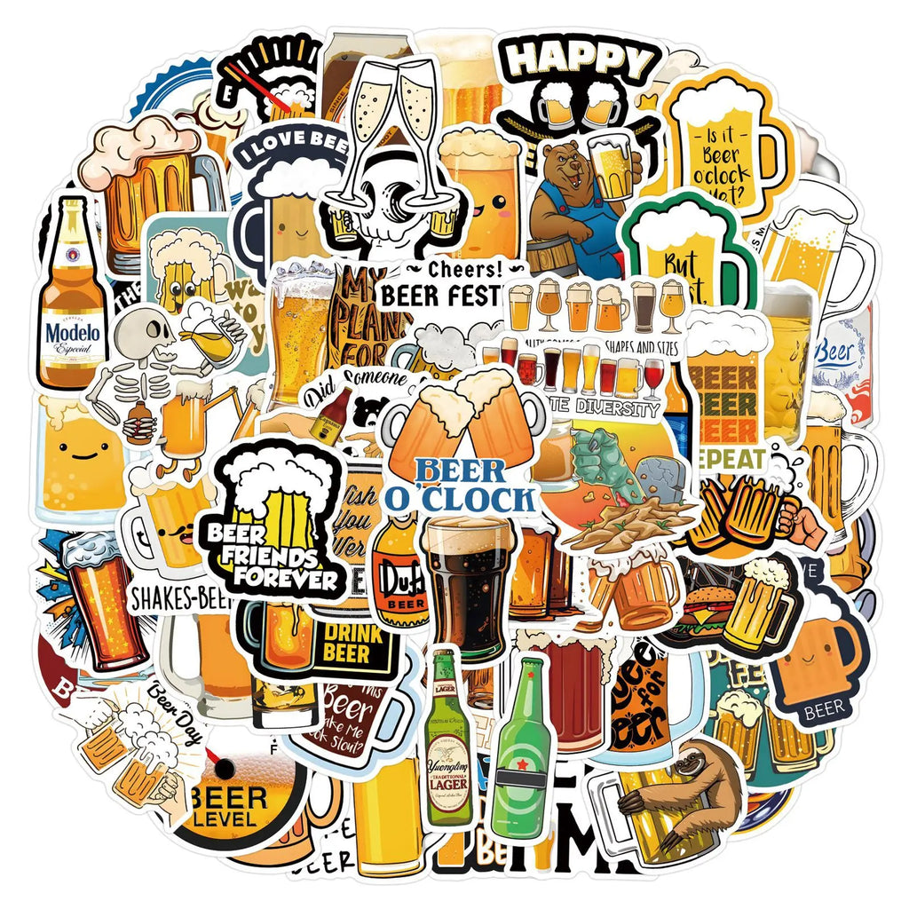 55/110PCS Funny Beer Personality Graffiti Sticker Car Luggage Water Cup Stationery Notebook Sticker