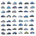 50 Pcs Cartoon Police Car Stickers, Mobile Phone Water Cup Computer Decoration Stickers, Laptop hand account waterproof stickers