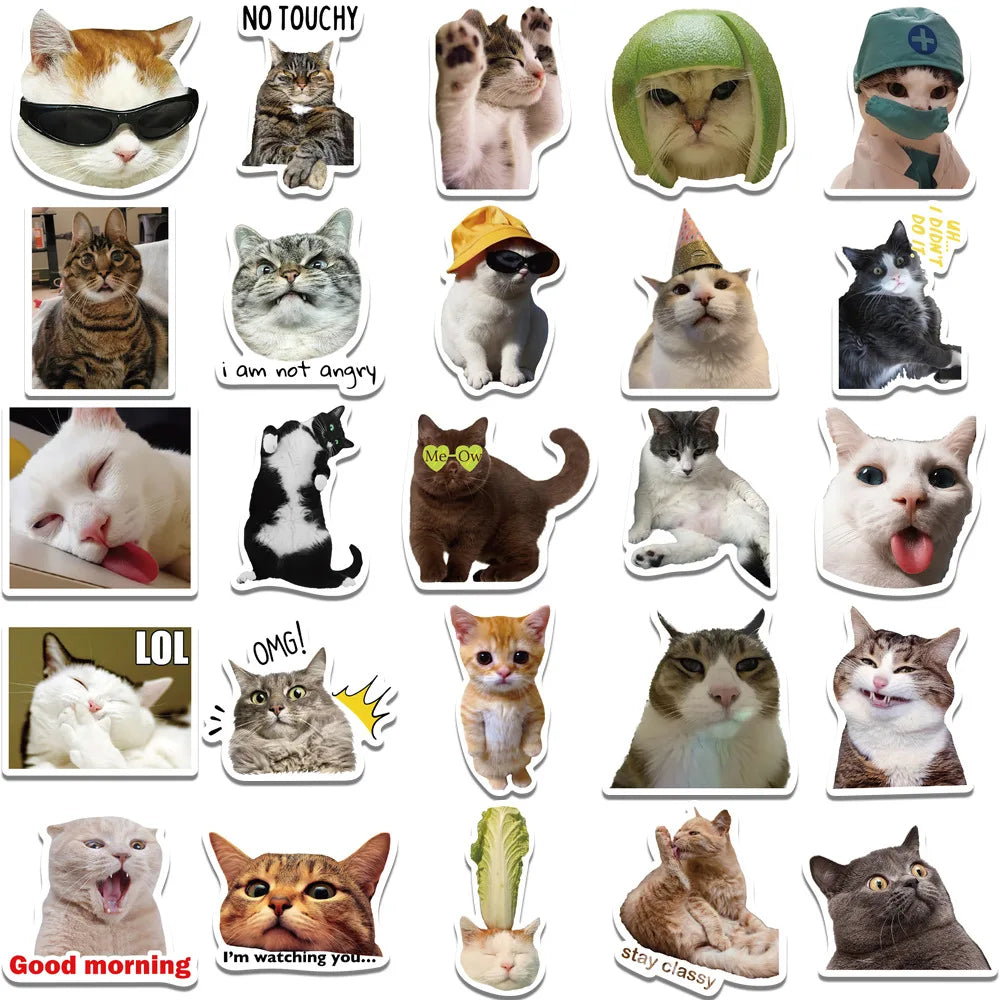 50PCS Kawaii Love Cat PVC Sticker Aesthetic Korean Decoration Scrapbooking Stationery School Supplies for Gifts