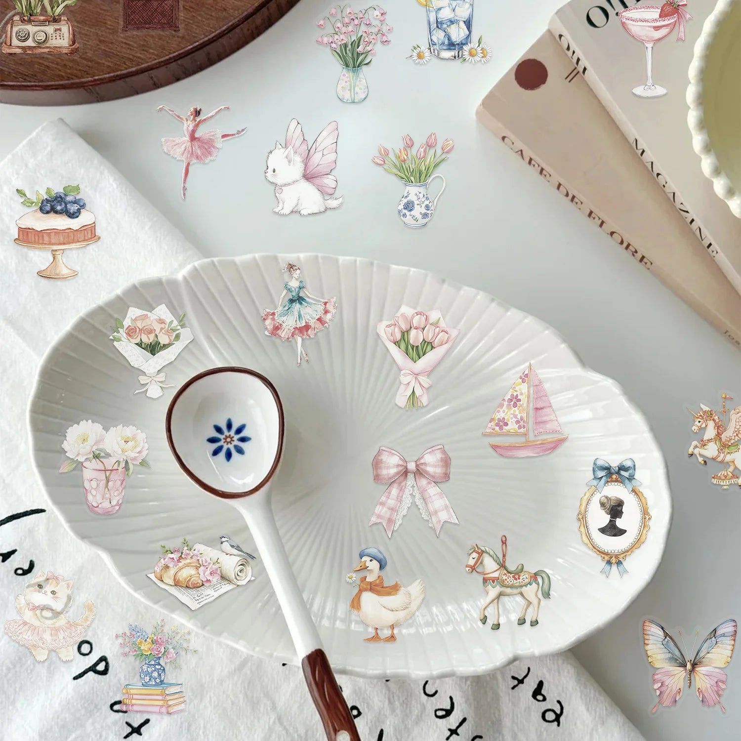 50/100PCS Transparent PET Watercolor Garden Stickers Waterproof Decoration Guitar Notebook Stationery Laptop