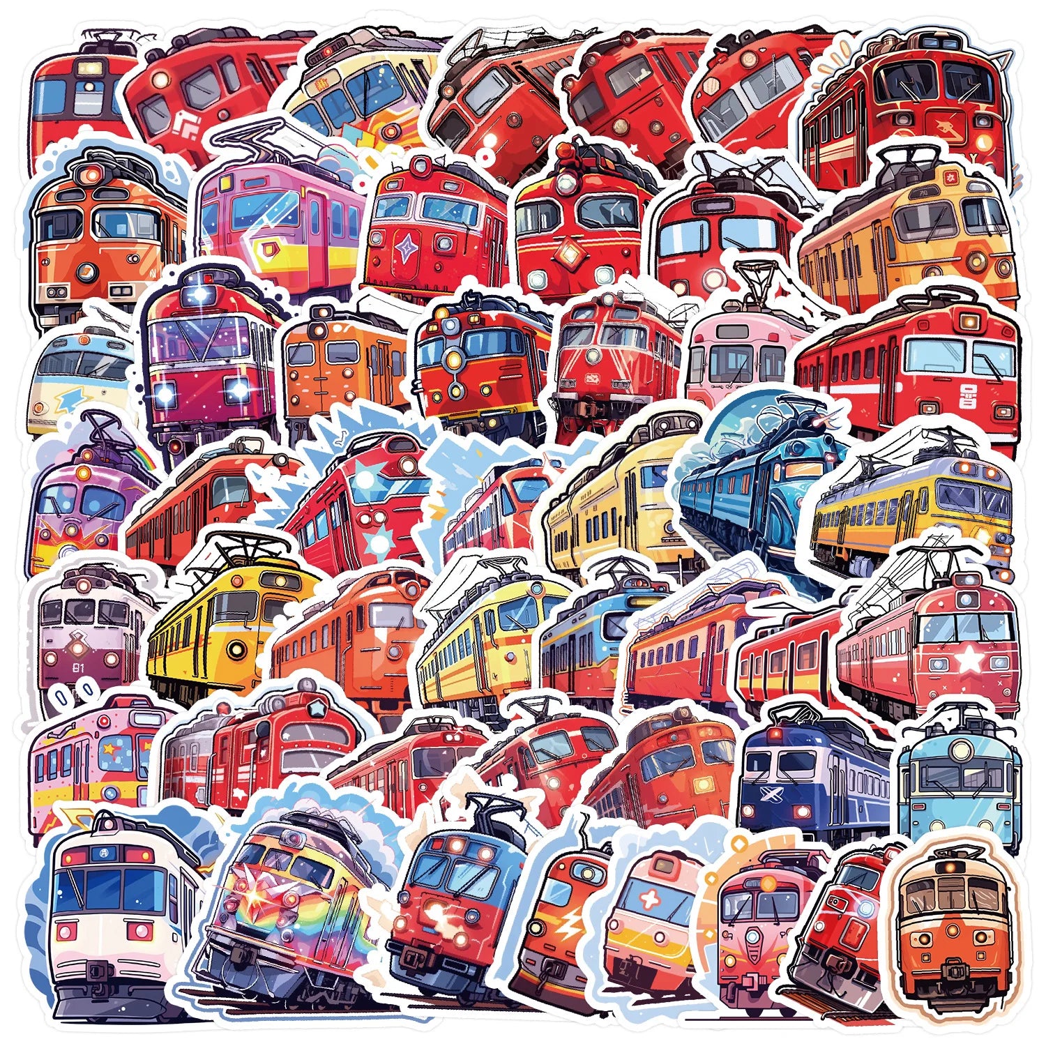 50/100 Pcs Nordic Style Locomotive Doodle Creative Stickers for Laptop Scooter Helmet Fridge Stationery Box Notebook Game Decals
