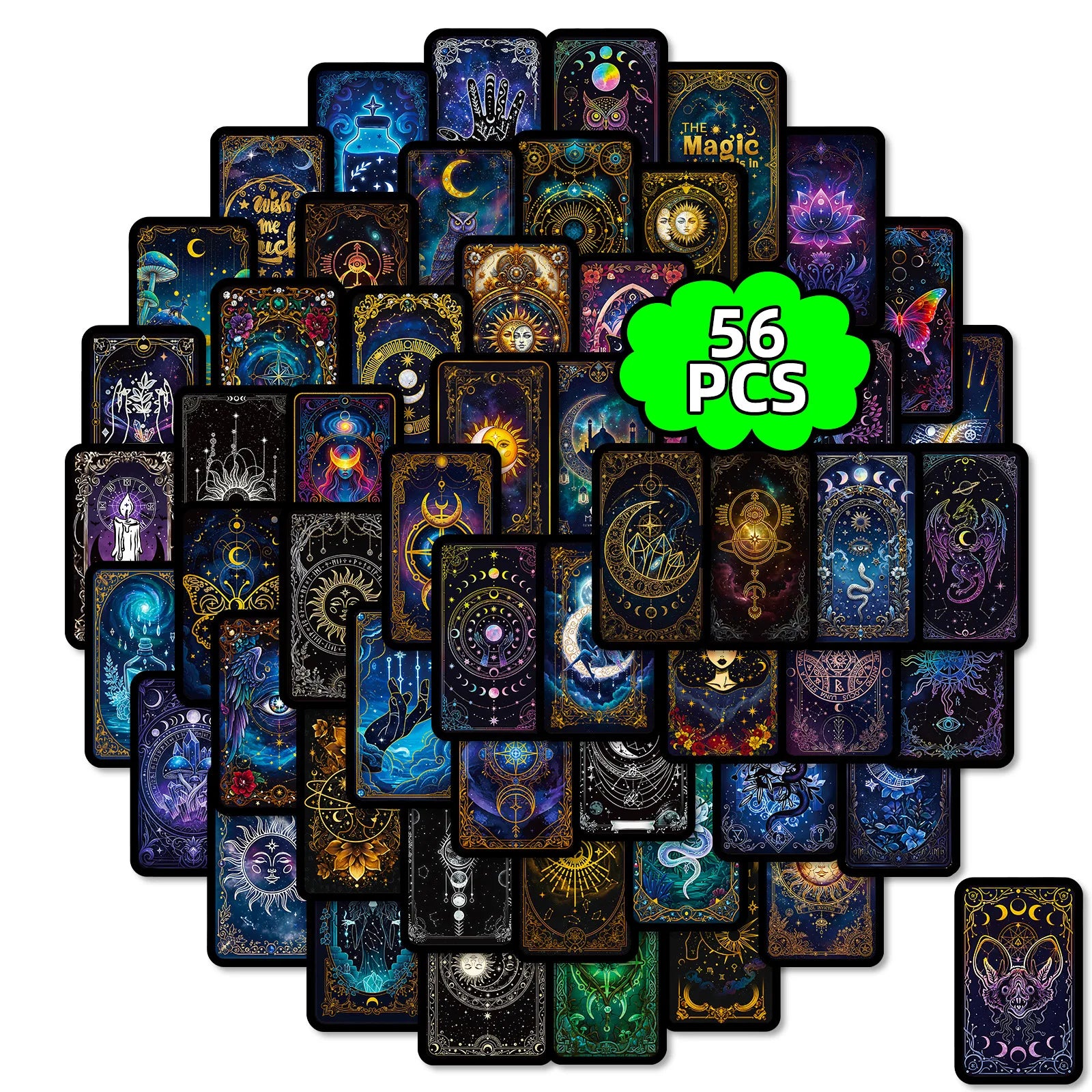 56PCS Celestial Astrology Magic Stickers Sun Moon Tarot Elements Stationery DIY Notebook Album Luggage Aesthetic Sticker