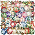 50PCS Cartoon Christmas Bell PET Sticky Sticker Aesthetic Tear Open DIY Decoration Scrapbooking Supplies for Kids