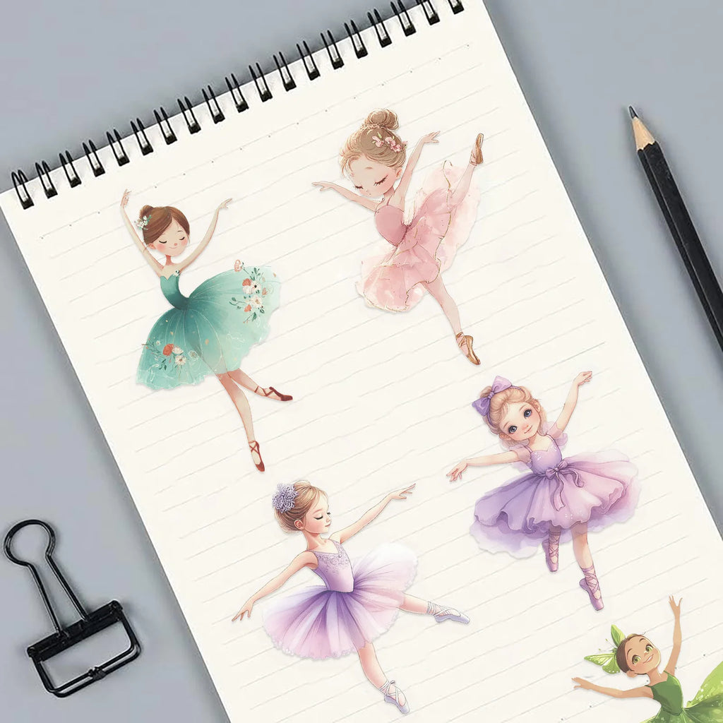 Variety Of 50PCS Transparent PET Cartoon Ballet Girl/Balloon Sticker Waterproof Decoration Guitar Notebook Stationary