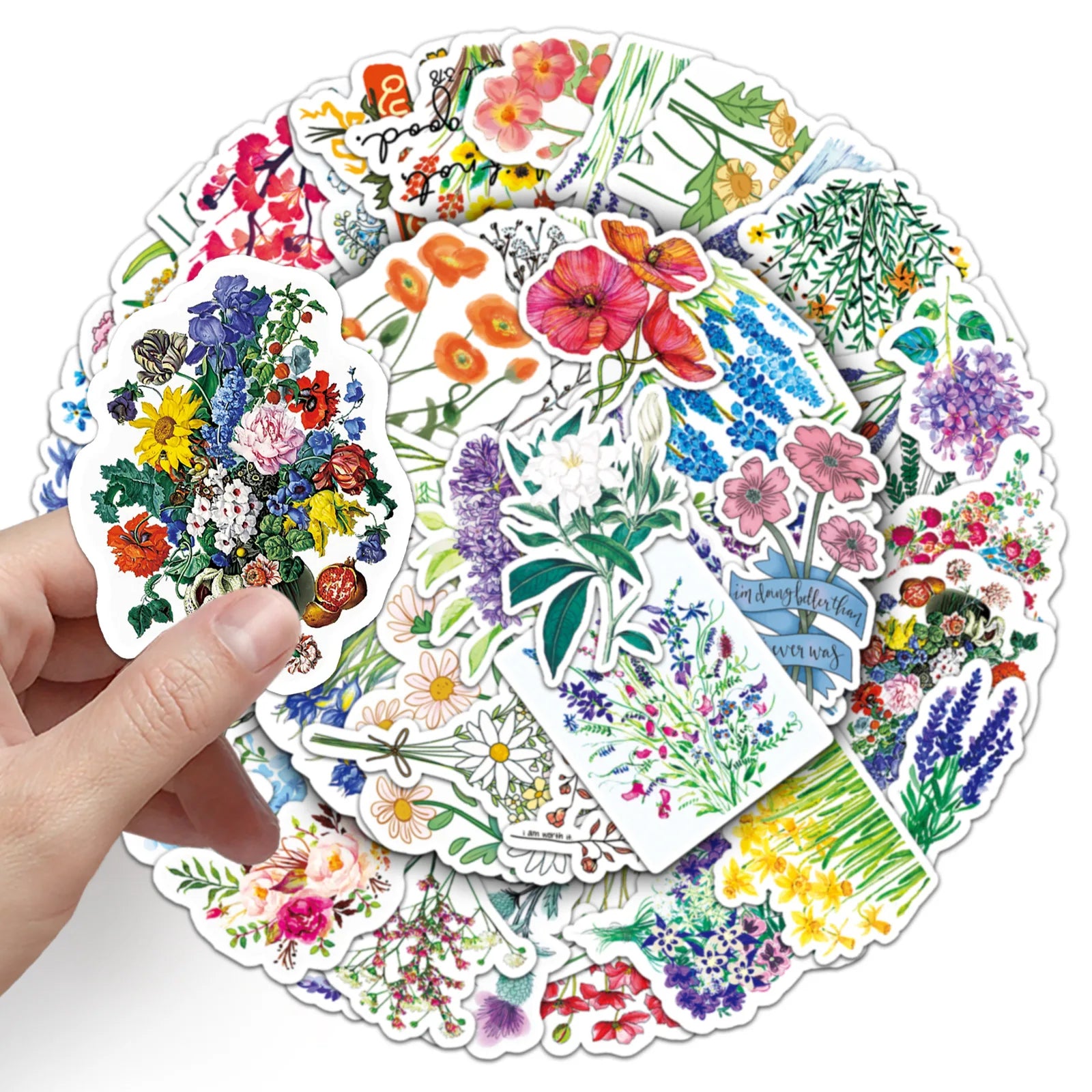 50/100PCS Cartoon Colorful Flowers Personalized Fashion DIY Luggage Notebook Graffiti Stickers