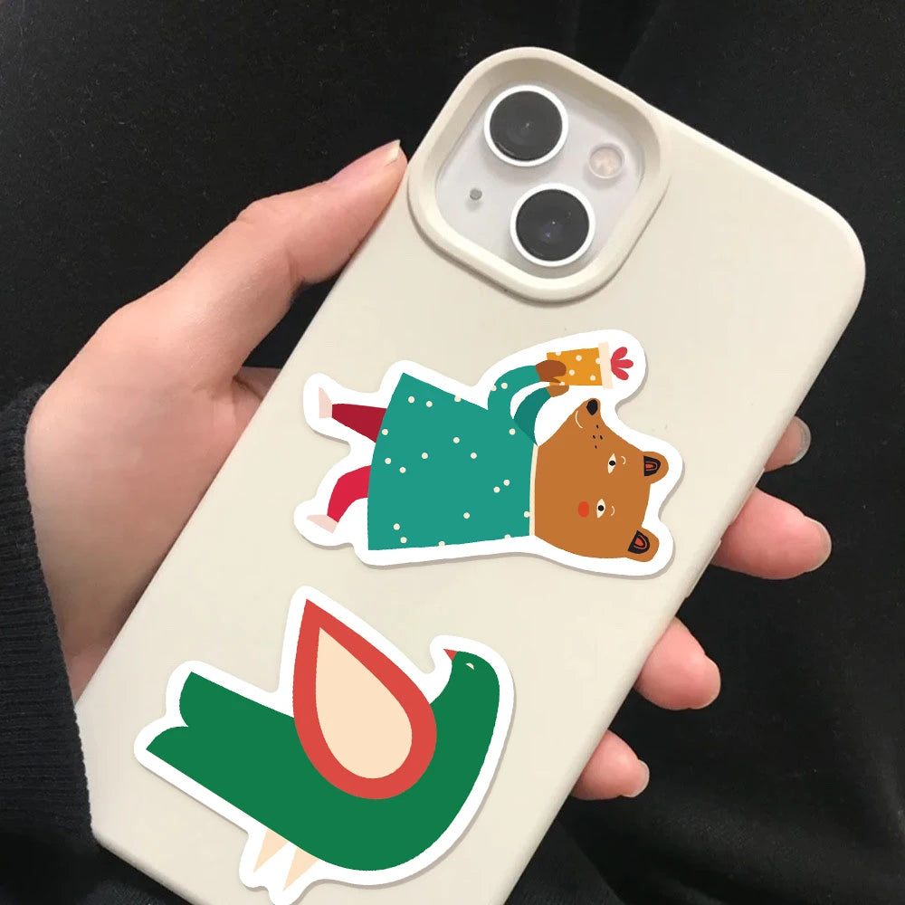 64PCS Santa Claus Christmas Stickers Skateboarding Car Guitar Helmet Luggage Laptop Graffiti Stickers Christmas Gift