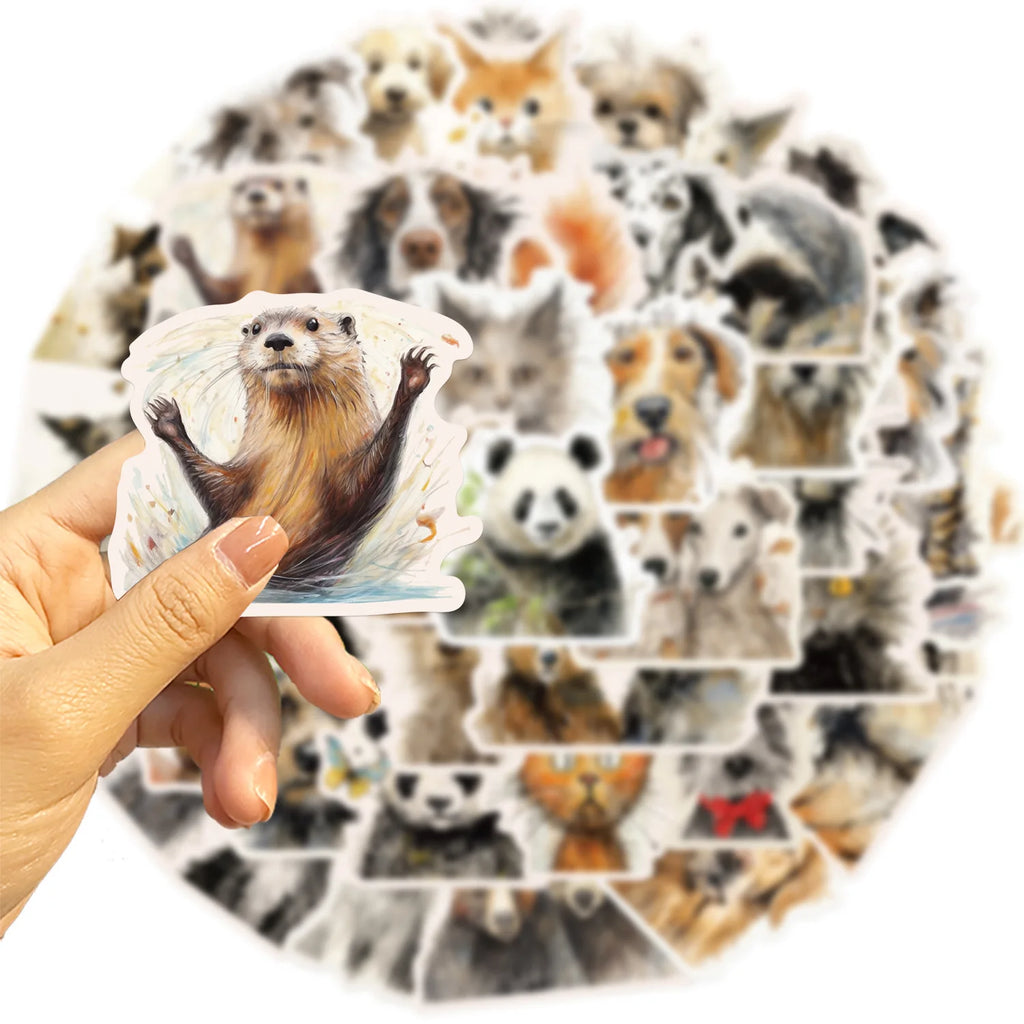 50/100PCS Cartoon Fury Animal Graffiti Stickers Guitar Notebook Luggage DIY Waterproof J Reward Stationery Stickers