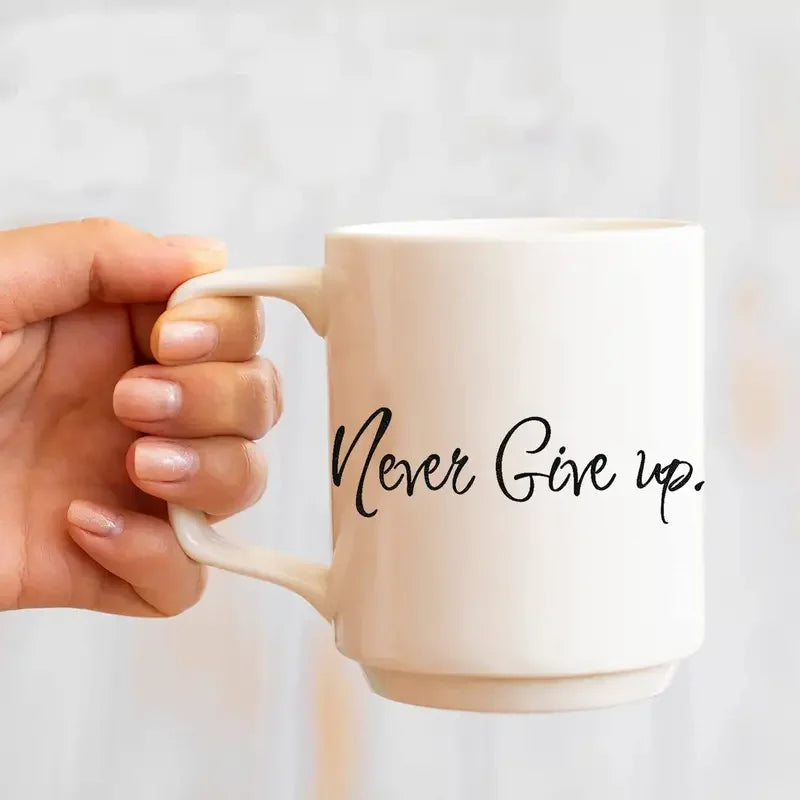 Never Give Up Inspirational Quote Rearview Mirror Car Sticker for Laptop Bottle Truck Motorcycle Vehicle Paint Window Wall Cup D