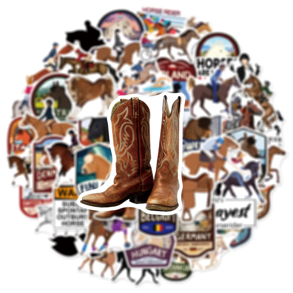 50/100PCS Cartoon Equestrian Racing Graffiti Stickers DIY Stationery Decoration Notebook Reward Stickers