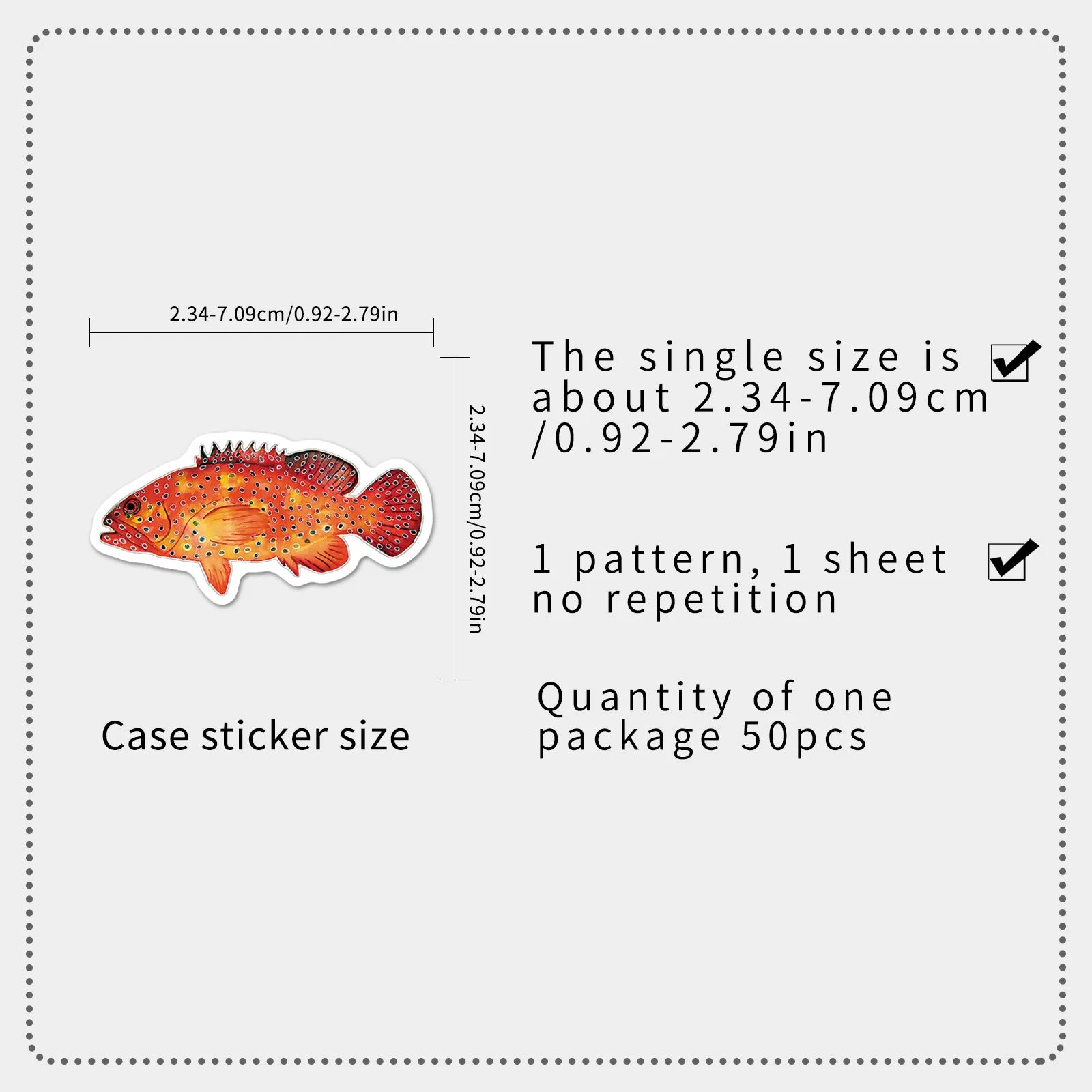 50PCS Cartoon Fish Stickers, Ocean Animal Colorful Fish Waterproof Computer Journal Student Stationery Decor Sticker
