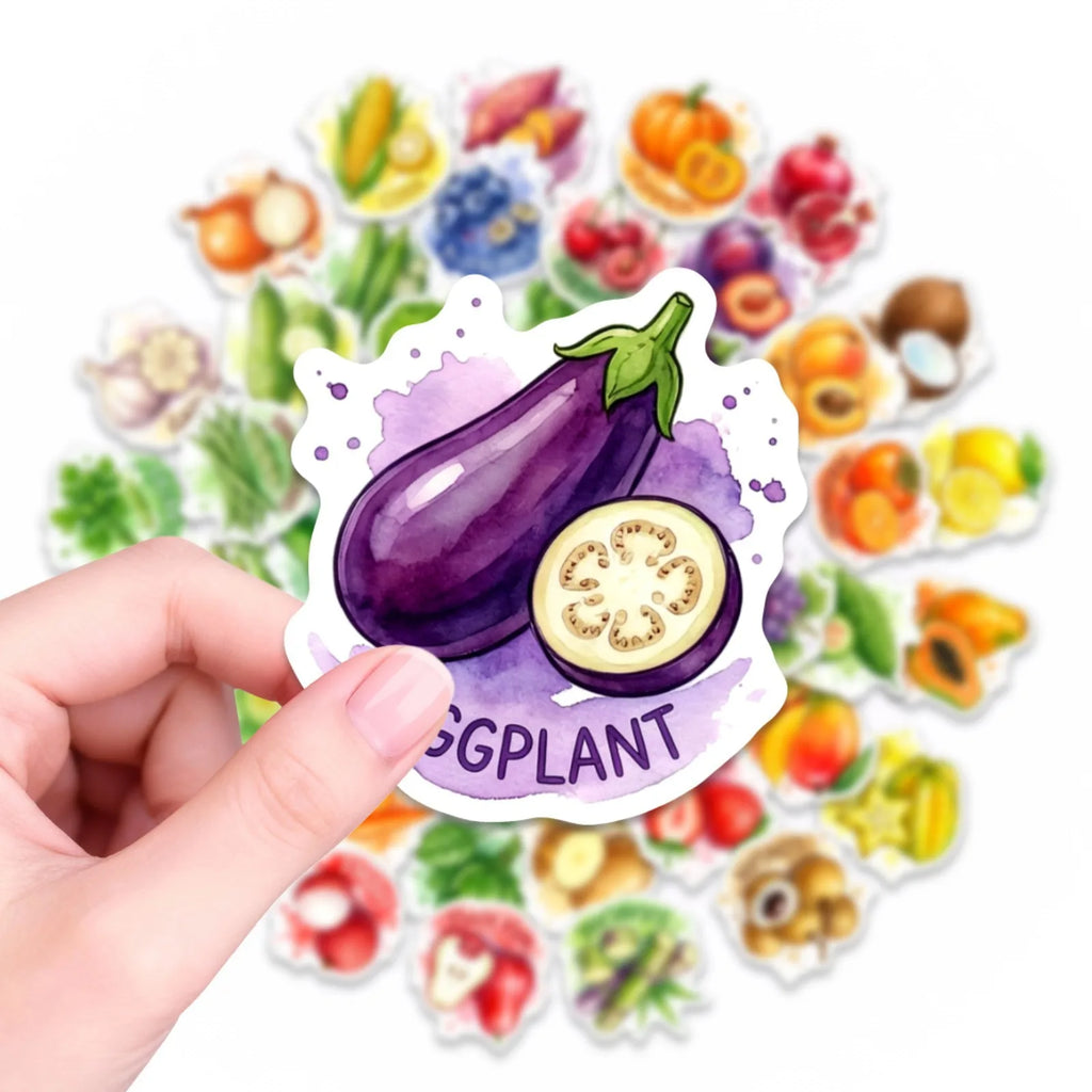 50/100 Pcs HD Watercolor Vegetable Fruit Food Stickers Thick Waterproof for Phone Fridge Cabinet Oven Lunch Box Helmet Decals