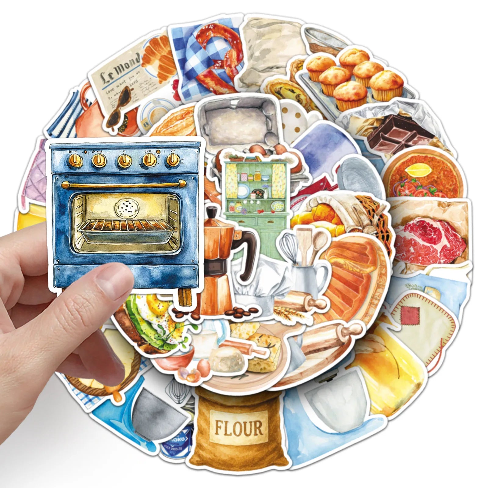 50Pcs Kitchen Baking Cartoon Food Doodle Stickers Stationery Laptop Phone Guitar Fridge Water Cup Skateboard DIY Sticker