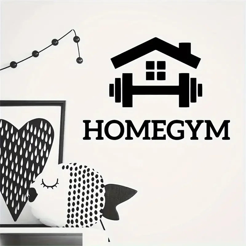 1pc Creative Fitness Wall Sticker, Barbell Pattern Self-Adhesive Wall Stickers, Gym Home Decoration Wall Stickers, Removable Sti