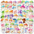 10/30/56PCS Cartoon Mushroom Man PVC Sticky Sticker Stationery DIY Children's Laptop Luggage Skateboard Decoration Scrapbooking