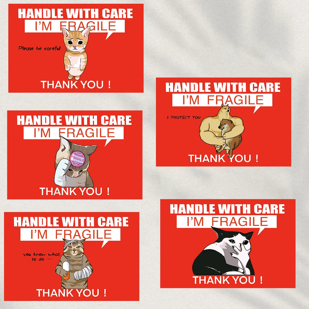 200Pcs/Roll Cute Funny Fragile Meme Print Bicycle DIY Laptop Landscape Gifts Art Coffee Bicycle Retro Graffiti Stickers