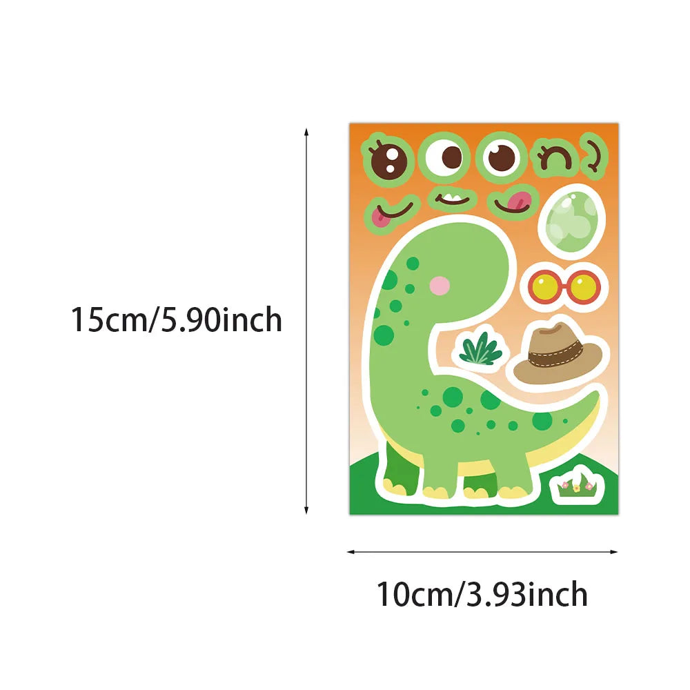 8PCS Cartoon Cute Dinosaur Collage Toy DIY Stickers Luggage Tablet Computer Speaker Skateboard Waterproof Stickers