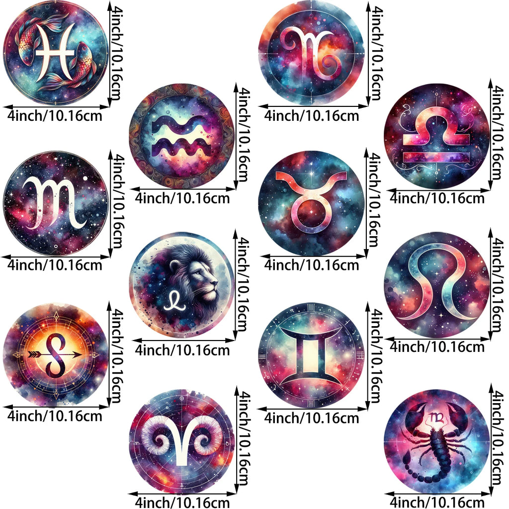 12 sheets constellation series DIY themed iron-on decals constellation themed heat transfer DIY for clothing, T-shirts, jeans