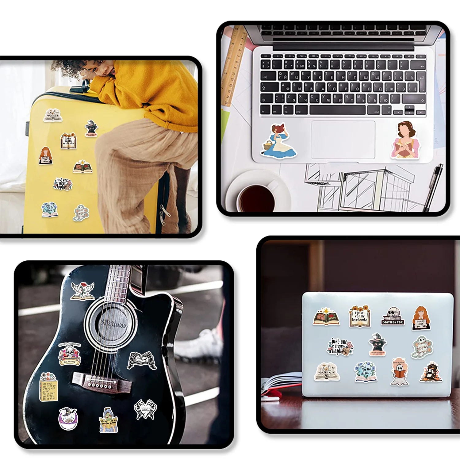50/100PCS Dark Reading Book Graffiti Stickers Decor Tablets Phone Water Bottle PVC Waterproof Stationery Children Reward Sticker