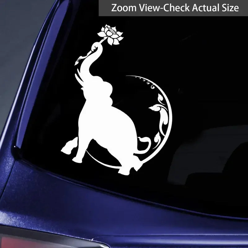 Elephant Flower Moon Vinyl Die-Cut Decal for Car, Truck, Bicycle, Motorcycle, Snowmobile Wall Art Universal Silhouette Sticker