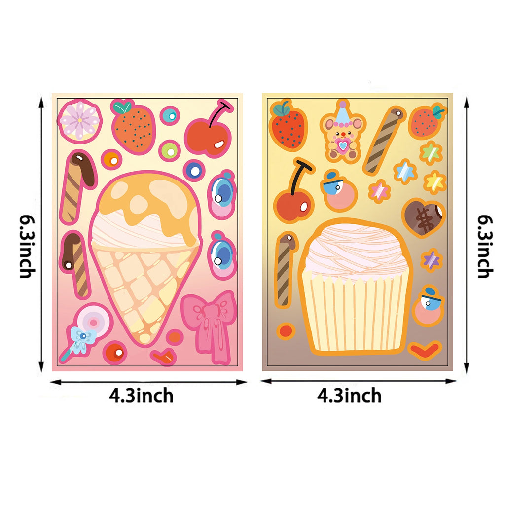8PCS Cartoon Cake Print Collage Nostalgia Transparent Cartoon Living Scrapbook Skateboards Phone PET Luggage Bottle Decals