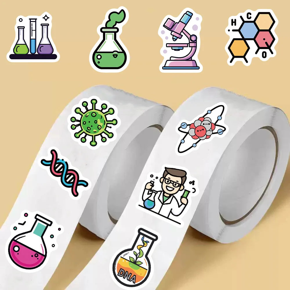 500PCS Chemistry Roll Stickers Notebook Laptop Aesthetic Retro Suitcase Car Art Picture Coffee Phone Laptop Waterproof Sticker