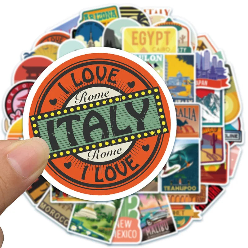 50PCS New Global Travel City Landscape Stickers Decal DIY Phone Laptop Guitar Stationery Scrapbook Skateboard Toy Sticker