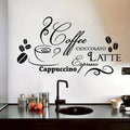 A Removable Self-Adhesive Wall Sticker Featuring Cartoon Coffee And Hot Drink Names, Suitable for Decorating Cafes, Lounges, Liv