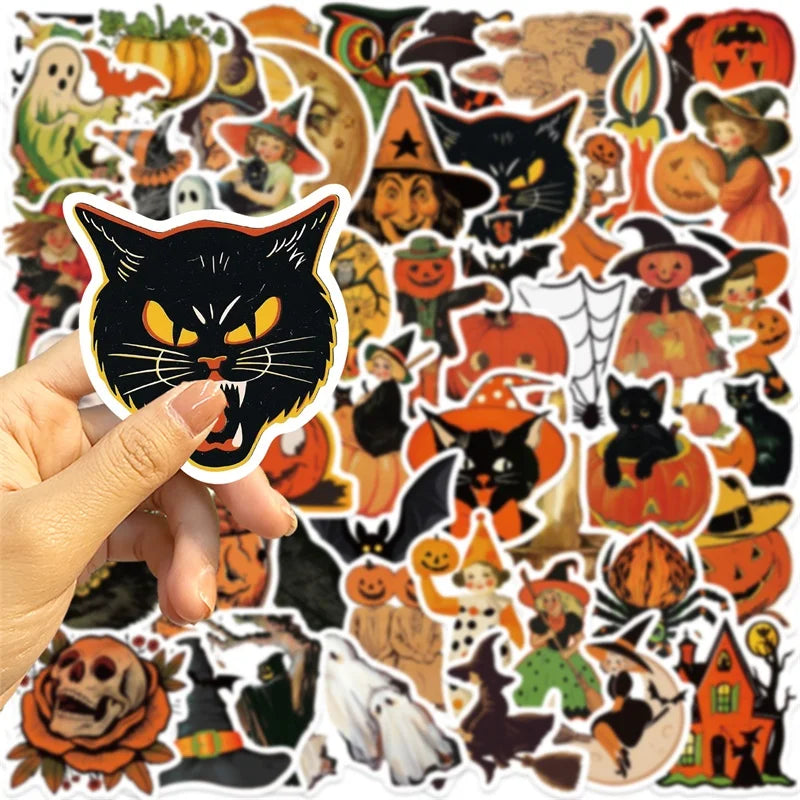 10/30/52PCS Cartoon Halloween Ghost PVC Sticky Sticker Aesthetic DIY Children's Decoration Scrapbooking School Supplies