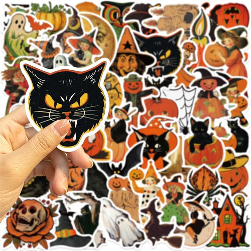 10/30/52PCS Cartoon Halloween Ghost PVC Sticky Sticker Aesthetic DIY Children's Decoration Scrapbooking School Supplies
