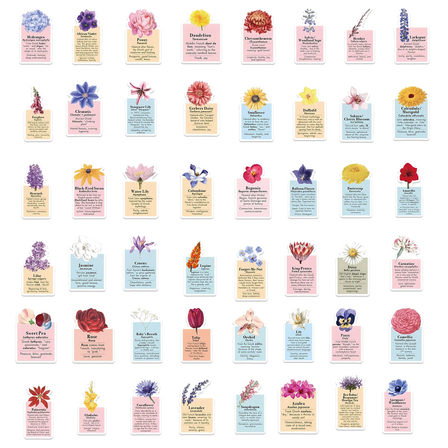 50PCS Vintage Flower Mirror Graffiti Stickes,Decoration Guitar Laptop Luggage DIY Waterproof Sticker