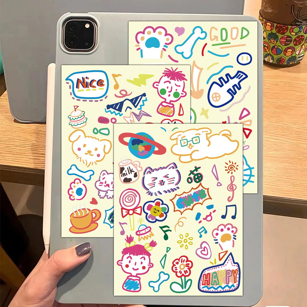 8/16PCS Graffiti Collage Harajuku Transparent  Phone Cartoon Motorcycle Living Room Retro Stationery Phone Luggage Car Decals
