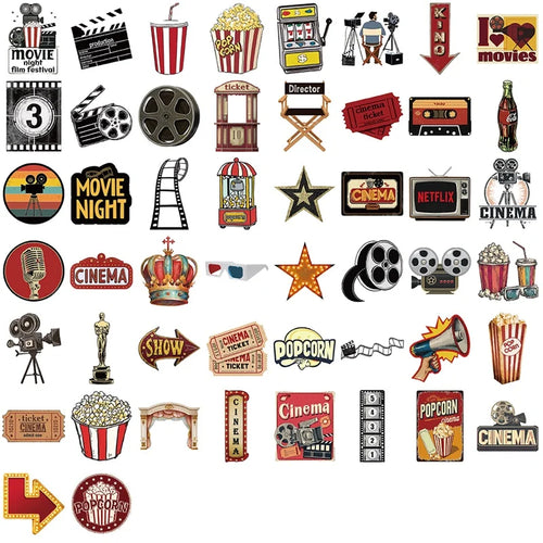 10/30/50PCS Vintage Movie Stuff PVC Sticky Stickers Aesthetic DIY Colored Phone Laptop Luggage Skateboard Graffiti Decals