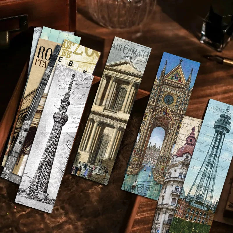 30PCS World Architecture Bookmarks Reading Living DIY Laptop Supplies Promotional Luggage Helmet Personalized Durable Bookmark