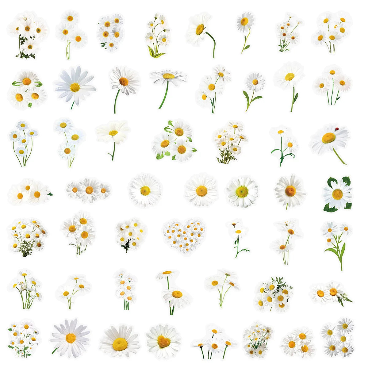 150PCS MIX Hydrangea & Sunflower & Daisy Graffiti Stickers Small Fresh Flowers Plant Decor Stationery Notebook Plastic Sticker