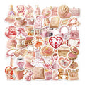 10/30/56PCS Bright Pink Color Girl Sticky PVC Sticker Stationery DIY Laptop Luggage Skateboard Decoration Scrapbooking