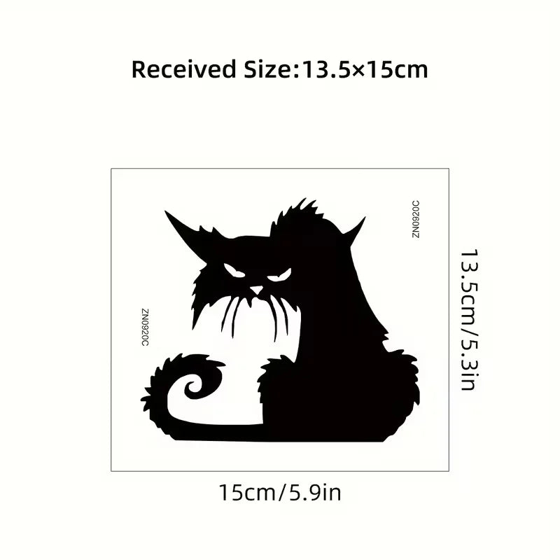 BRUP Glam Black Cat Silhouette Wall Sticker, Polyvinyl Chloride Animal Print Self-Adhesive Decal, Theme: Animals, for Home & Liv