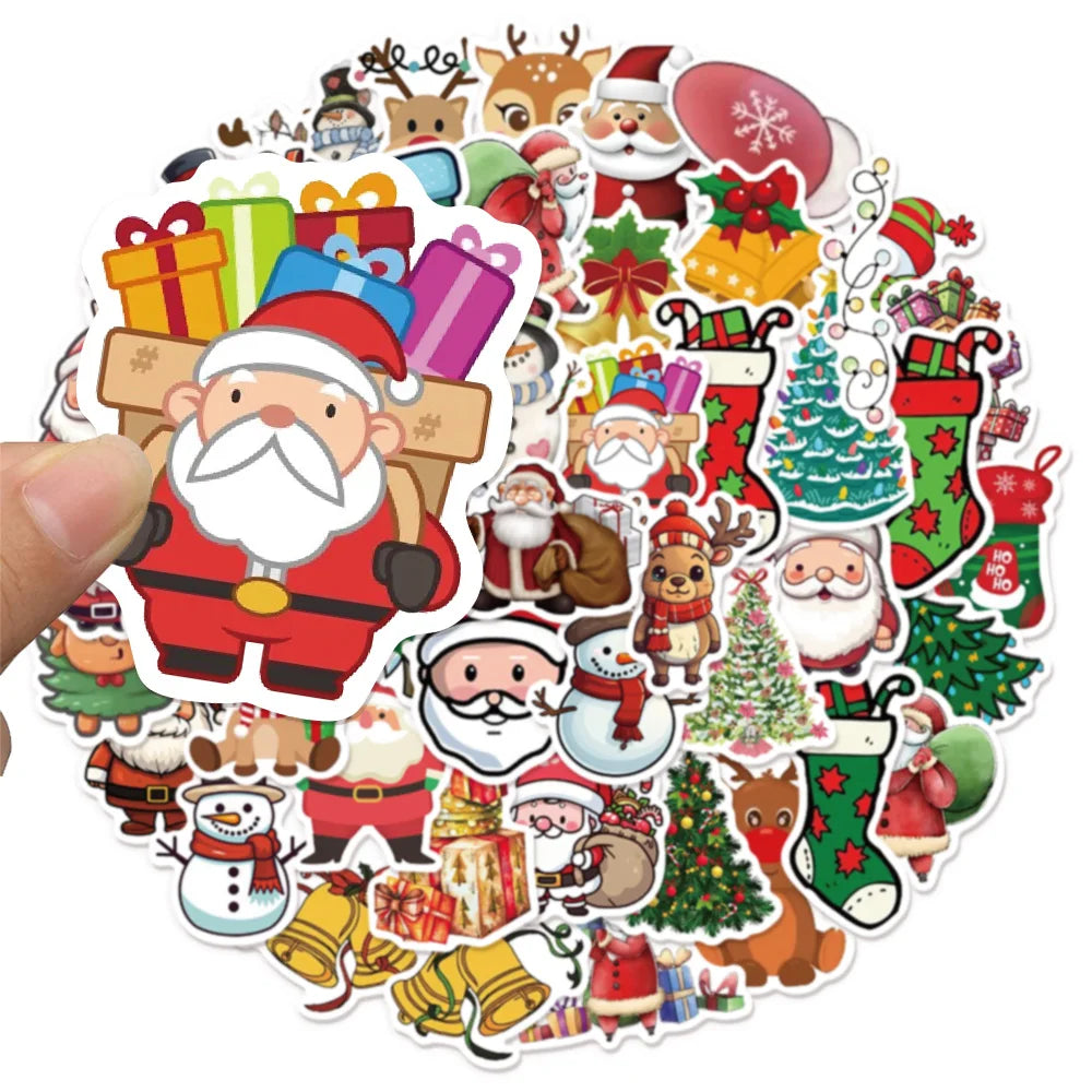 50/100PCS Kawaii Cartoon Santa Claus Aesthetic Stickers Toys Diary Laptop Scrapbook Decoration Graffiti Waterproof Stickers