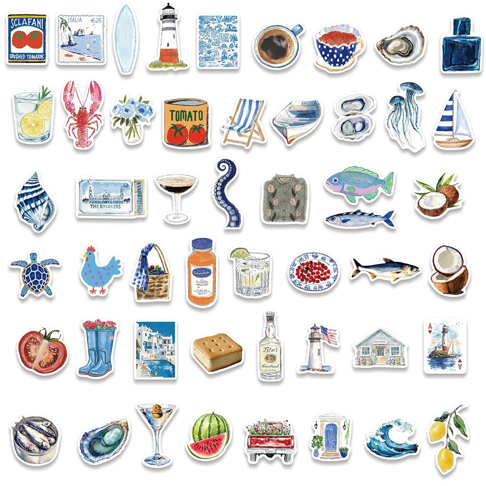 50PCS Sailing Graffiti Stickers DIY Luggage Skateboard Water Cup Manual Laptop Waterproof Stickers Toy
