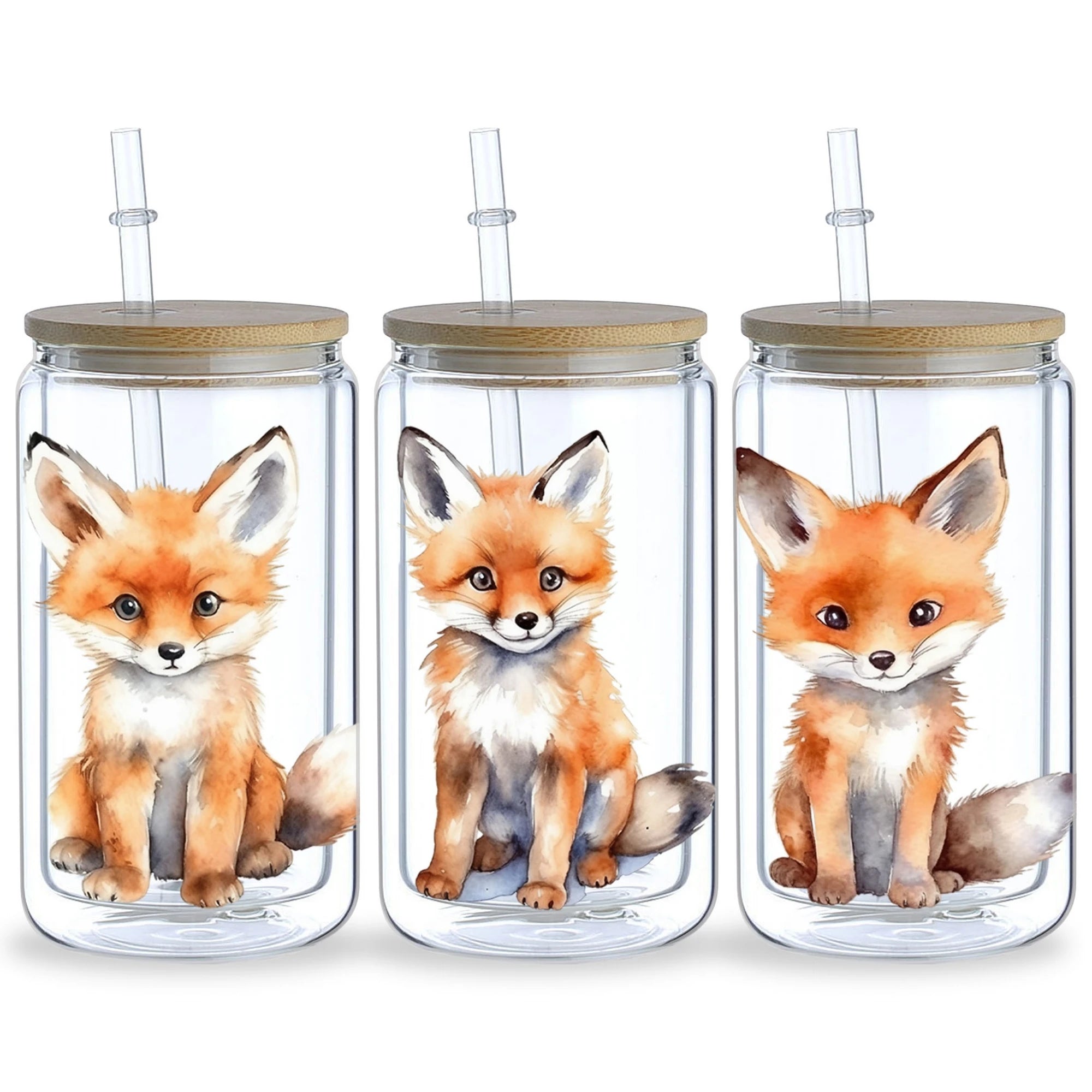 5 Sheets Animal UV DTF Cup Stickers, DTF Friction Transfer Stickers, Waterproof Transfer Stickers for 16oz Glass Cups, DIY