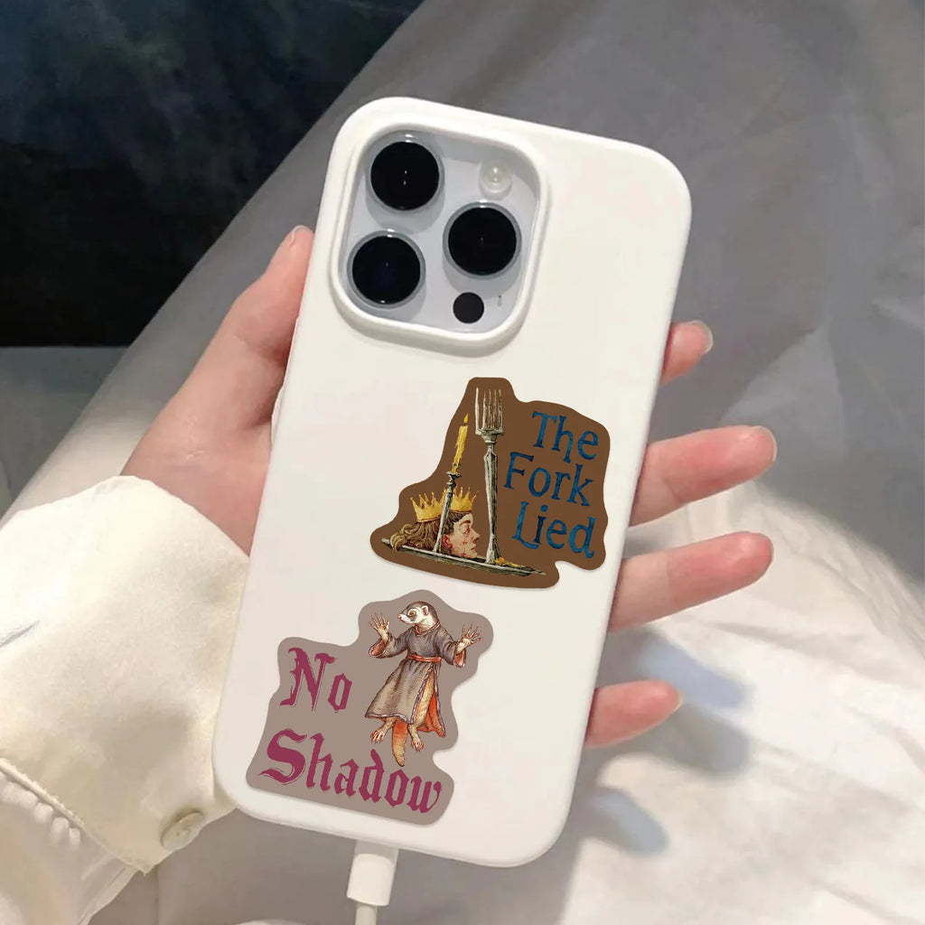 50/100 Pcs Medieval Gothic Abstract Doodle Stickers Parchment Design for Guitar Notebook Suitcase Decals