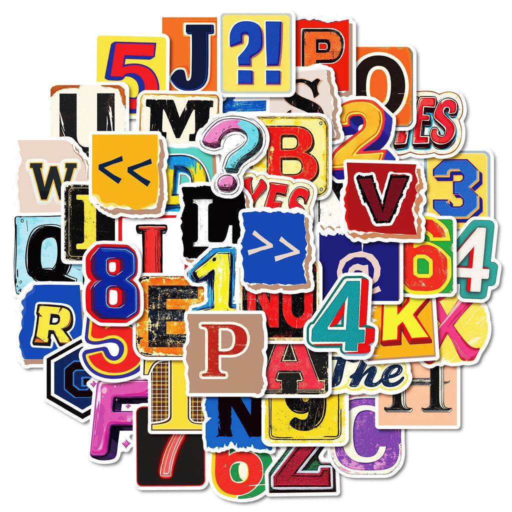 50/100PCS Retro English Alphabet Series Waterproof Decorative Stickers Creative Colorful Stationery Notebook Stickers