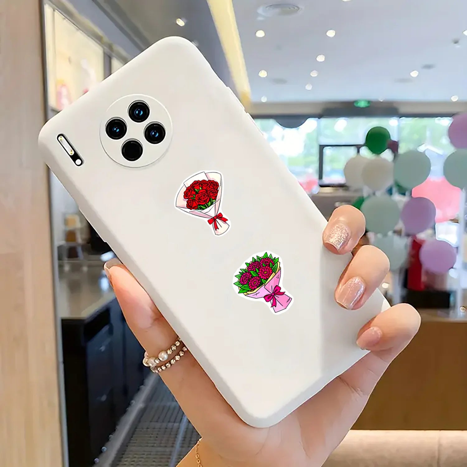 1Roll(500Pcs) Pretty Flowers Gifts Stickers 2.5cm/1.0'' 10 Designs Decals Diy Adorn Gifts Suitable for Various Gifts Home Decor