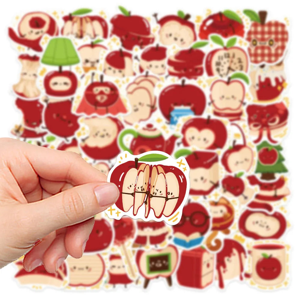 50-Pack Cute Fresh Apple Garden Stickers for Water Bottles Laptops Notebooks Phones Student Stationery DIY Decoration