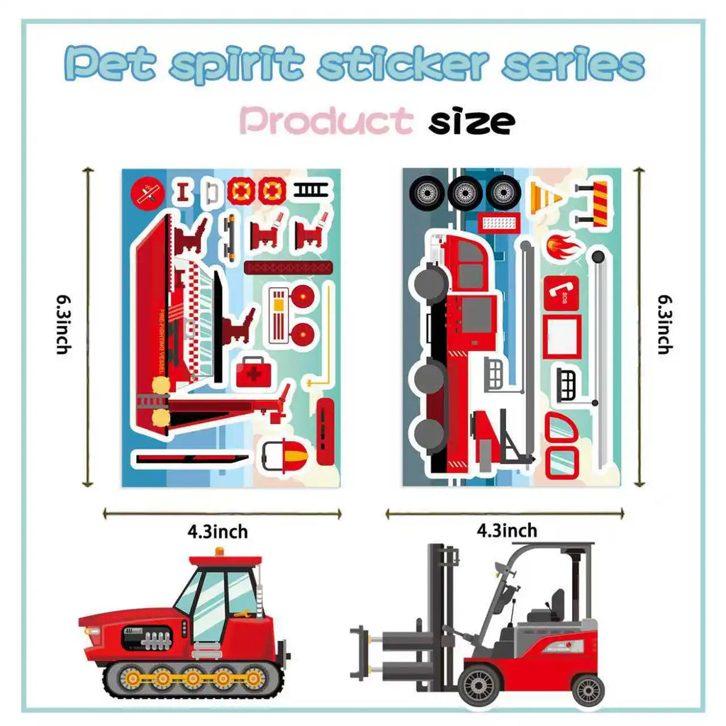 8/16/24PCS Fire Engineering Rescue Vehicle Stickers Creative DIY Hand Account Mobile Notebook Decorative Waterproof Stickers