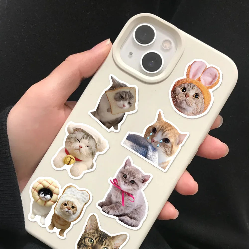 8PCS Cute Cat Fun Animal Graffiti Stickers Toy DIY Manual Luggage Motorcycle Laptop Luggage Stickers