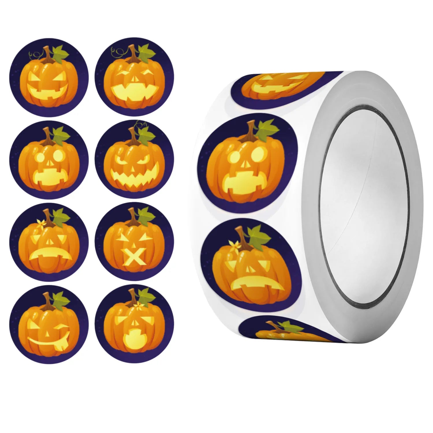 500Pcs Round Roll Cartoon Halloween Trick or Treat Pumpkin Stickers 2.5cm/1'' DlY Craft Decor Scrapbook Labels Gift Sealing