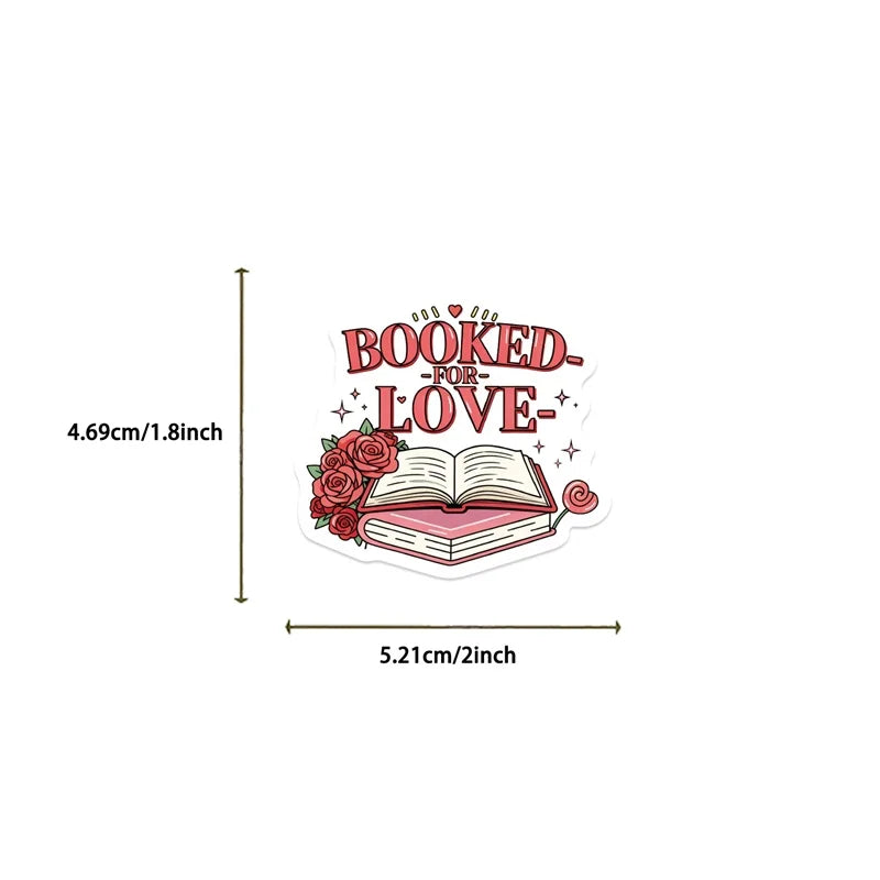 10/30/50PCS Pink Valentine's Day Book PVC Sticky Stickers Aesthetic DIY Colored Phone Laptop Luggage Skateboard Graffiti Decals