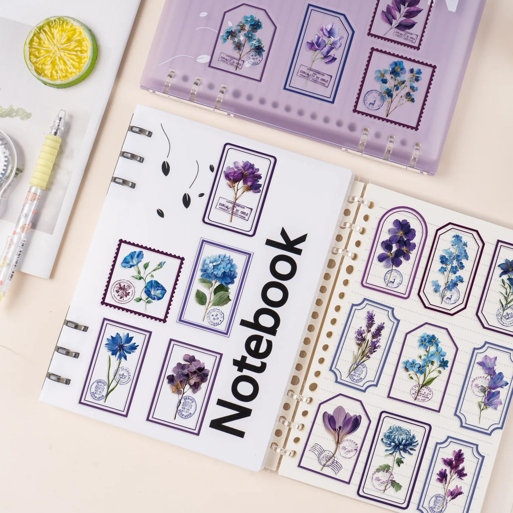 50/100PCS Cartoon Purple Flower/Retro Sticker Pack Waterproof Transparent PET Hand Account Decorative Guitar Notebook