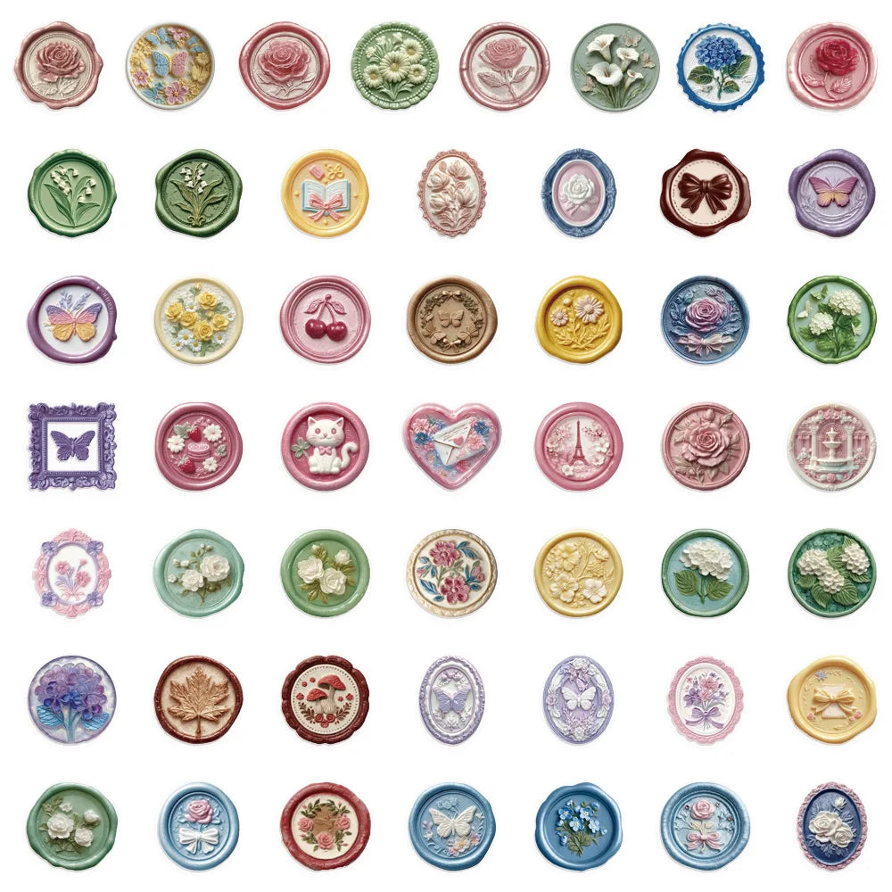 50PCS Relief Seals Creative Cartoon Stickers DIY Phone Cases Laptop Refrigerator Stickers Desktop Stickers Waterproof Stickers
